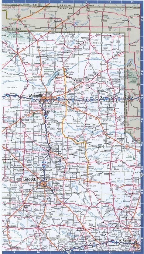 Texas panhandle roads map.Free printable road map of Texas panhandle