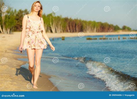 Summer Vacation. Girl Walking Alone on the Beach. Stock Photo - Image of ocean, girl: 39094406