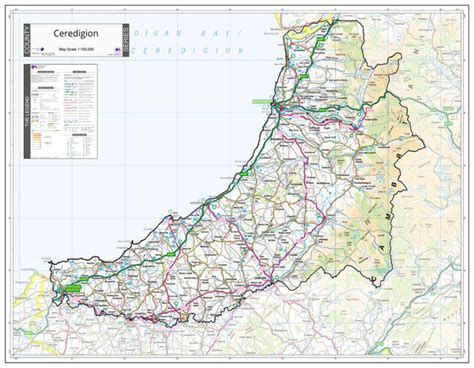 County Map of Ceredigion 900 x 700 mm