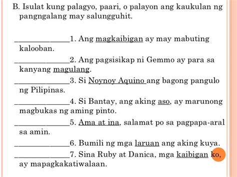 Kaukulan Ng Pangngalan Worksheet - mga paksa