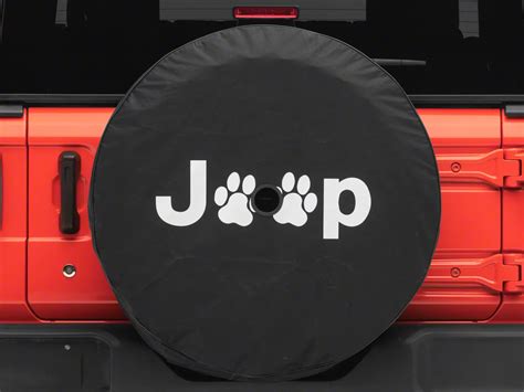 Jeep Wrangler Jeep Paw Spare Tire Cover with Camera Port; Black (18-24 ...