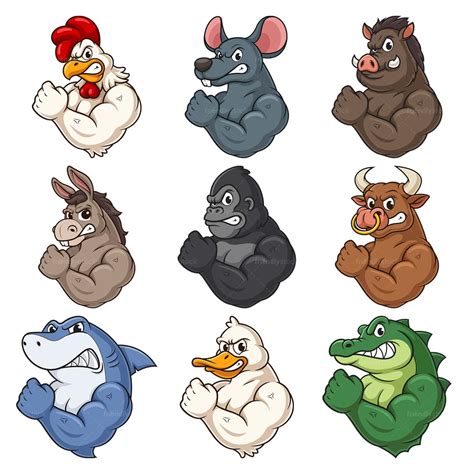 Buff Animal Mascots Clipart Collection - FriendlyStock