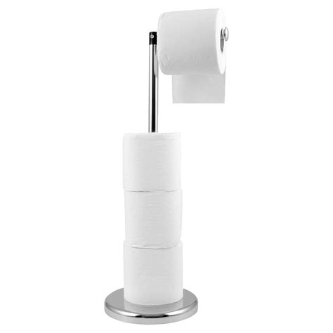 Freestanding Toilet Roll Holder 2 In 1, Chrome Bathroom Dispenser Storage Stand | eBay