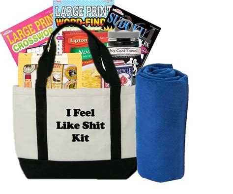 Funny Get Well Gift Basket with tote, playing cards, soup mix, towel ...