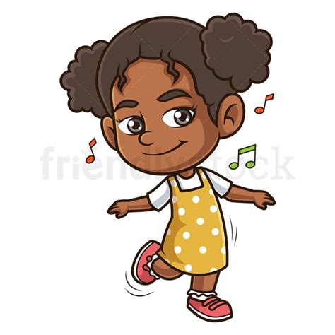 Black Girl Dancing Cartoon Clipart Vector - FriendlyStock