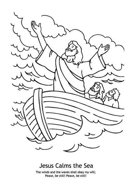 Jesus Calms the Sea in Miracles of Jesus Coloring Page - NetArt | Coloring pages, Jesus coloring ...