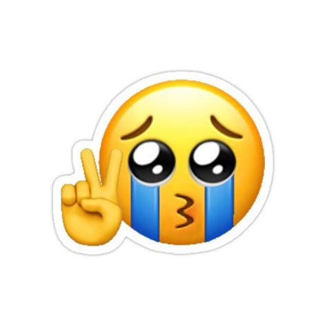 Crying Peace Sign Emoji Sticker by beetlebaby7 | Peace sign emoji ...