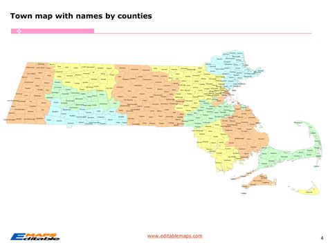 Massachusetts Town Map - Editable PowerPoint Maps