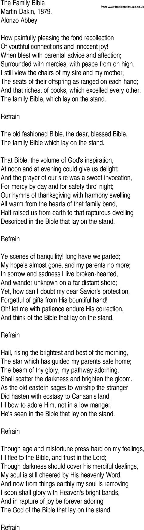 Hymn and Gospel Song Lyrics for The Family Bible by Martin Dakin