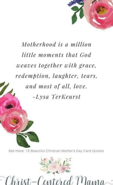 Beautiful Christian Mother's Day Quotes Motherhood is a million moments Lysa TerKeurst Christian ...