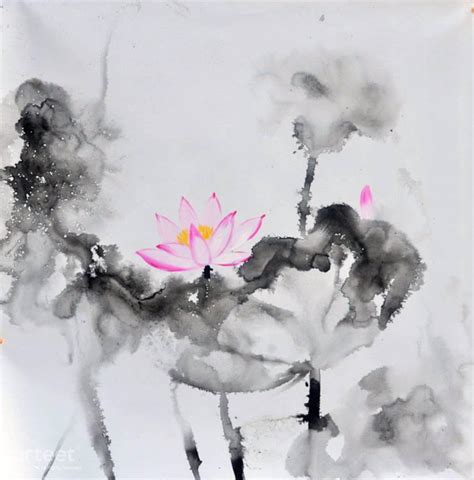 Sumi-e Lotus | Art Paintings for Sale, Online Gallery