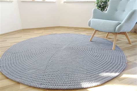 Large Round Living Room rug Round rug under round table gray | Etsy