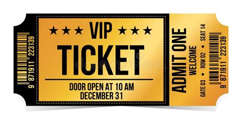 Vip Ticket. Golden Vip Ticket. Template Entrance Ticket Vip-pass. Admit One. Stock Vector ...