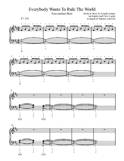 Everybody Wants To Rule The World by Tears For Fears Sheet Music & Lesson | Intermediate Level