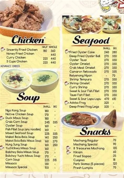 SINCERITY CAFE & RESTAURANT MENU PHILIPPINES AND UPDATED PRICES 2024