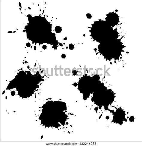 Collection Black Paint Splash Vector Set Stock Vector (Royalty Free) 132246233