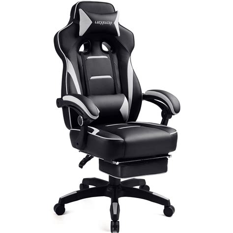 GTRACING Gaming Chair in Home with Footrest PU Office PC Chair, White - Walmart.com