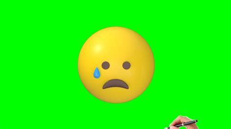Sad 😔 3D Emoji Effect.ll 3D Emoji effect Green Screen Drawing Hand.ll - YouTube