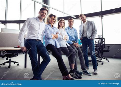 Successful Friendly Team with Happy Workers in Office. Stock Image - Image of office, leader ...