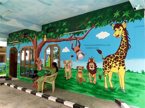 3d wall painting for play school | 3d wall painting, Wall painting, School painting