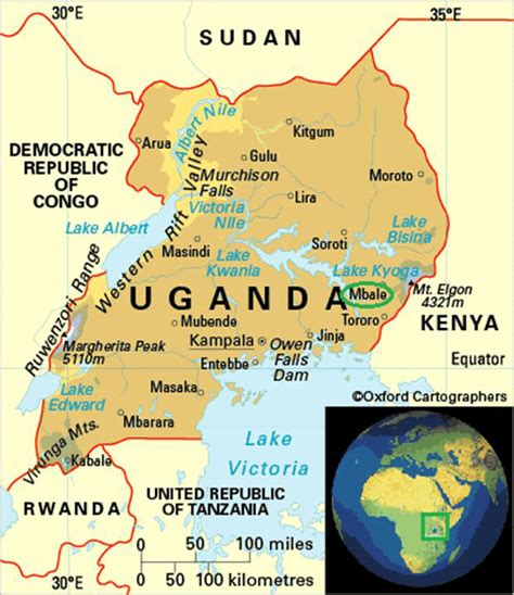 A Map of Uganda Showing Some Neighbouring Countries with Mbale District ...