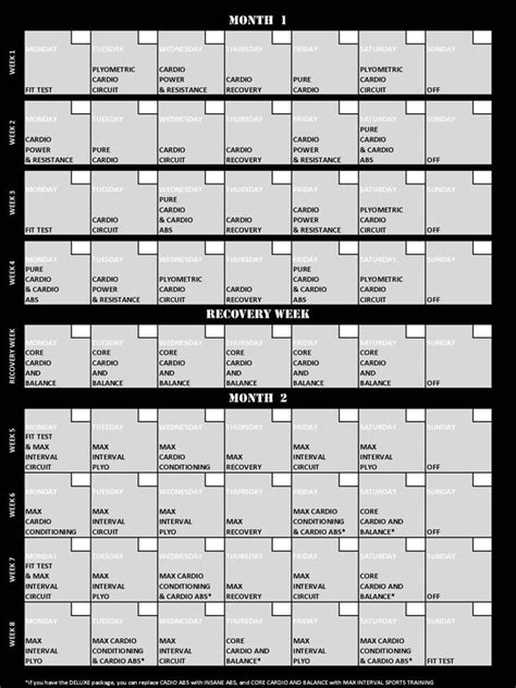 calendario jul 2021: calendario insanity workout