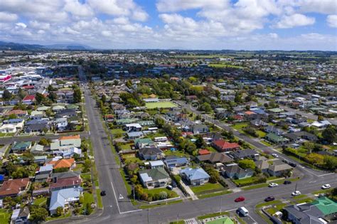 Aerial Shot of the Buildings and Landscapes in Levin Town in New Zealand Stock Image - Image of ...