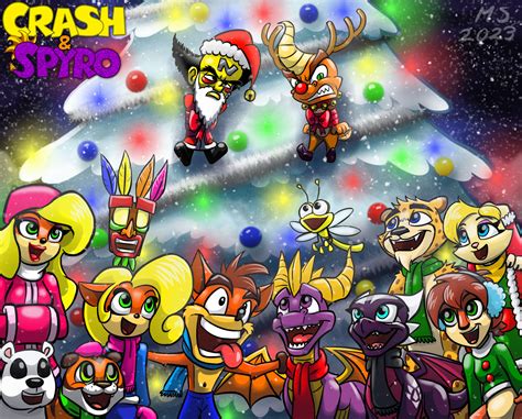 Crash and Spyro: December by MagzieArt on DeviantArt