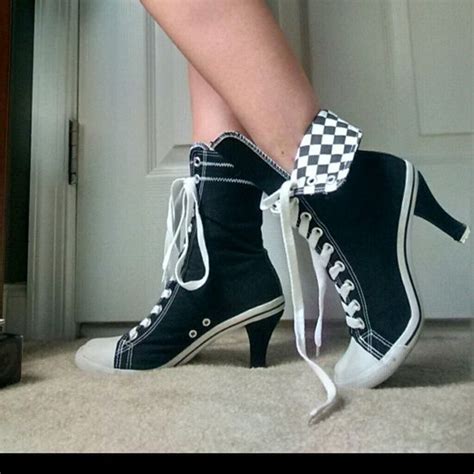 Soda Black White Converse look sneaker heels | Converse heels, Sneaker ...