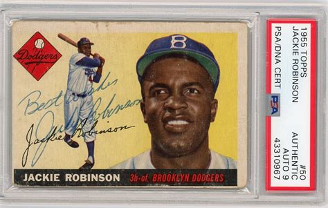 Jackie Robinson Autographed Signed 1955 Topps PSA Mint 9 Auto Authentic ...