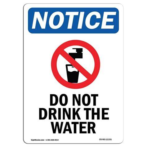 OSHA Notice - Do Not Drink The Water Sign With Symbol | Heavy Duty - Walmart.com - Walmart.com