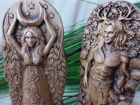 Horned God and Moon Goddess set statues 2 pcs for Wiccan | Etsy