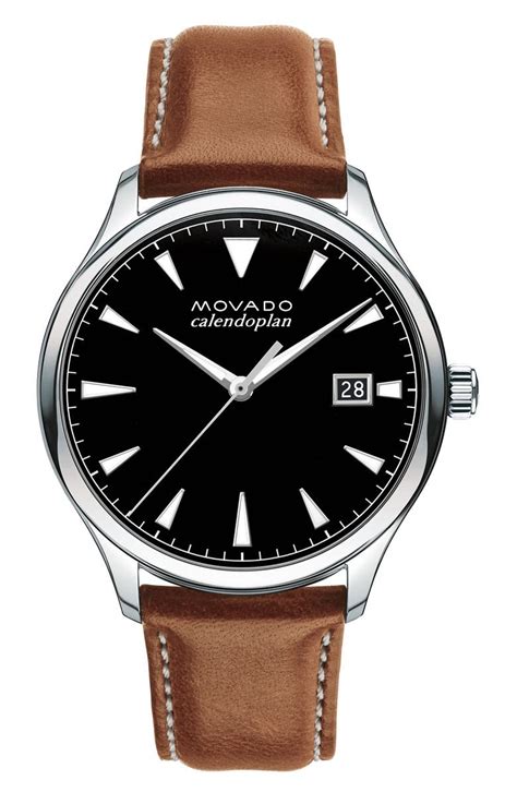 Movado 'Heritage' Leather Strap Watch, 40mm | Nordstrom