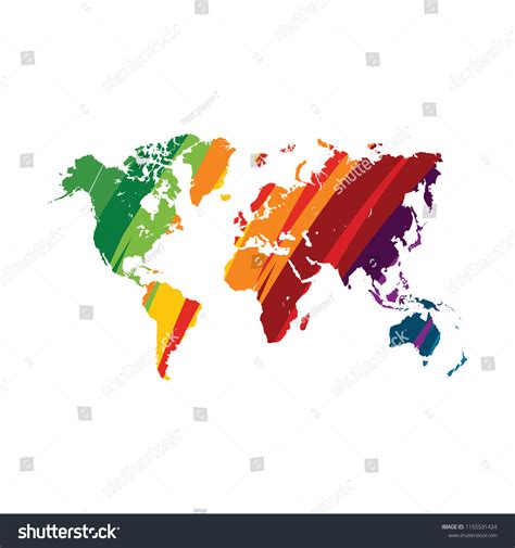 Colorful World Map Vector Stock Vector (Royalty Free) 1155531424 ...