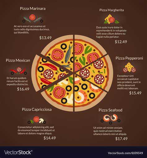 Round pizza with different sort slices Royalty Free Vector