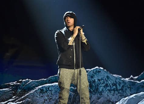 Eminem performs on stage during the MTV EMAs 2017 held at The SSE Arena, Wembley on November 12 ...