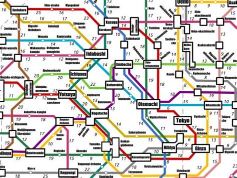 Tokyo Subway Map Showing Walking Times Between Each Station: Very Handy! : Tokyo