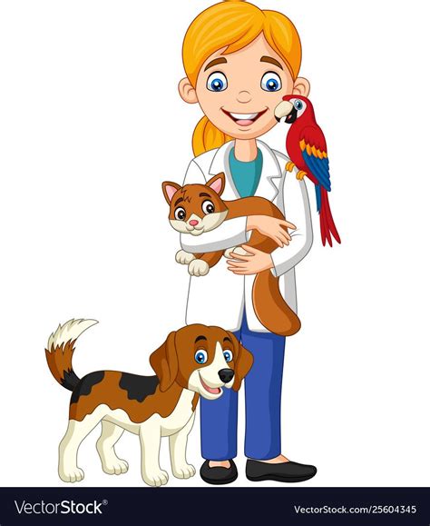 Cartoon female veterinarian examining pets Vector Image , #AFFILIATE, #veterinarian, #female, # ...