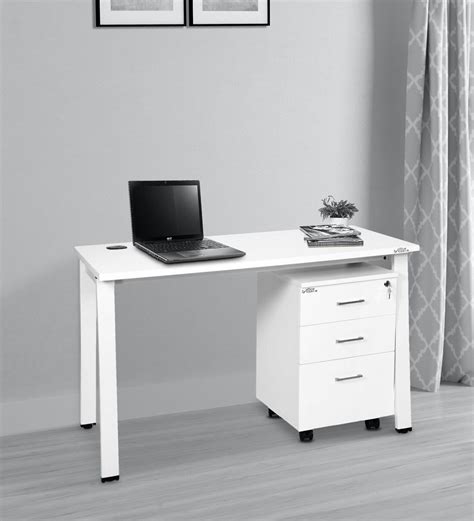 Buy Toronto Study Table with Pedestal in White Colour at 22% OFF by ...