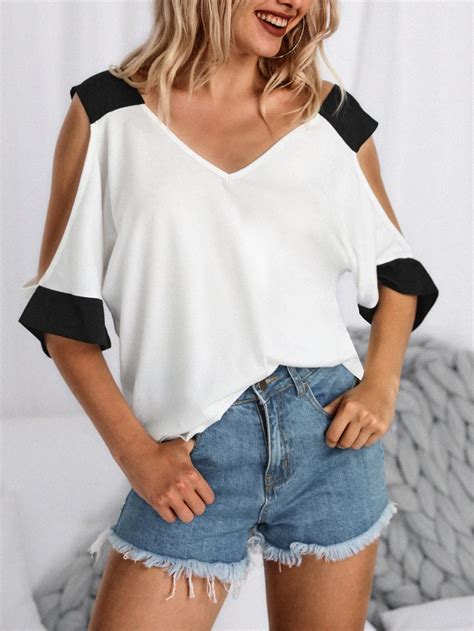 2019 New Fashion Women Stylish Elegant Summer Casual White T shirt Tee ...