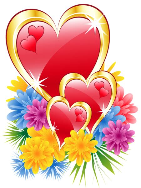 Valentine Hearts with Flowers PNG Clipart Picture | Valentines ...