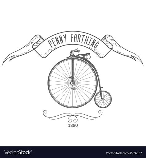 Penny-farthing bicycle vintage emblem retro bike Vector Image