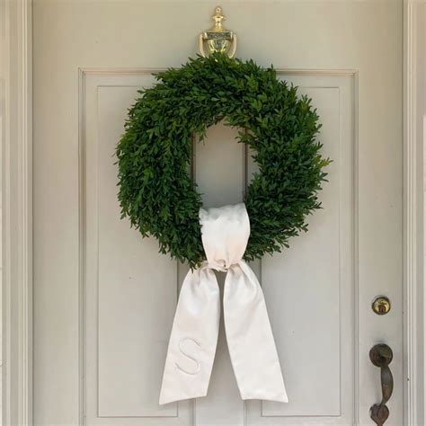 Ivory Monogrammed Wreath Sash | Easy christmas wreaths, Christmas ...