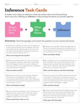 #luckyweek2® Inference Task Cards Reading & Writing Worksheet For Third ...