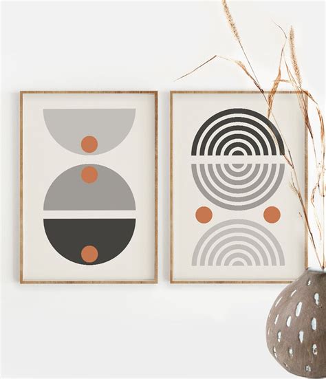 Mid Century Modern Geometric Art Semicircles Print Set of 2 - Etsy