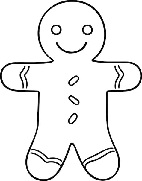 Premium Vector | Gingerbread man vector illustration Black and white outline Christmas ...