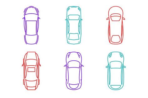 Cars Top View Icons | Car top view, Top view, House doodle