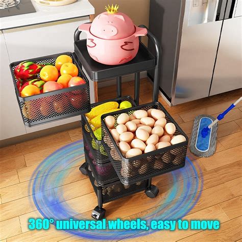 Multi- Layer Rotating Kitchen Storage Rack with Universal Wheels – good ...