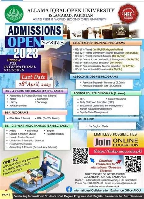 Allama Iqbal Open University admission for spring 2023 phase-2 is open ...