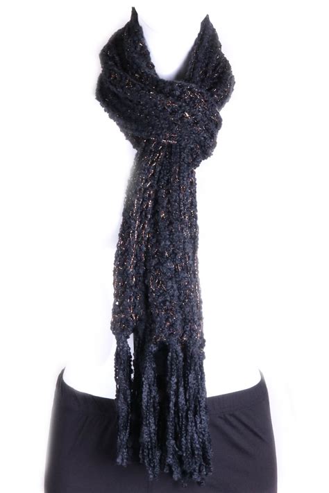 BLACK Knit Oblong Scarf - Scarves